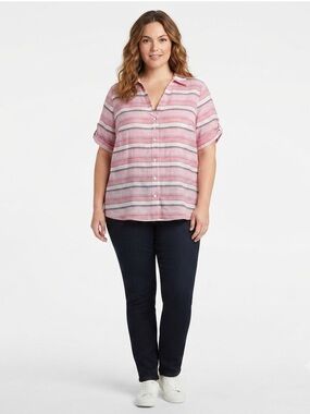 Chic Pink and White Striped Shirt